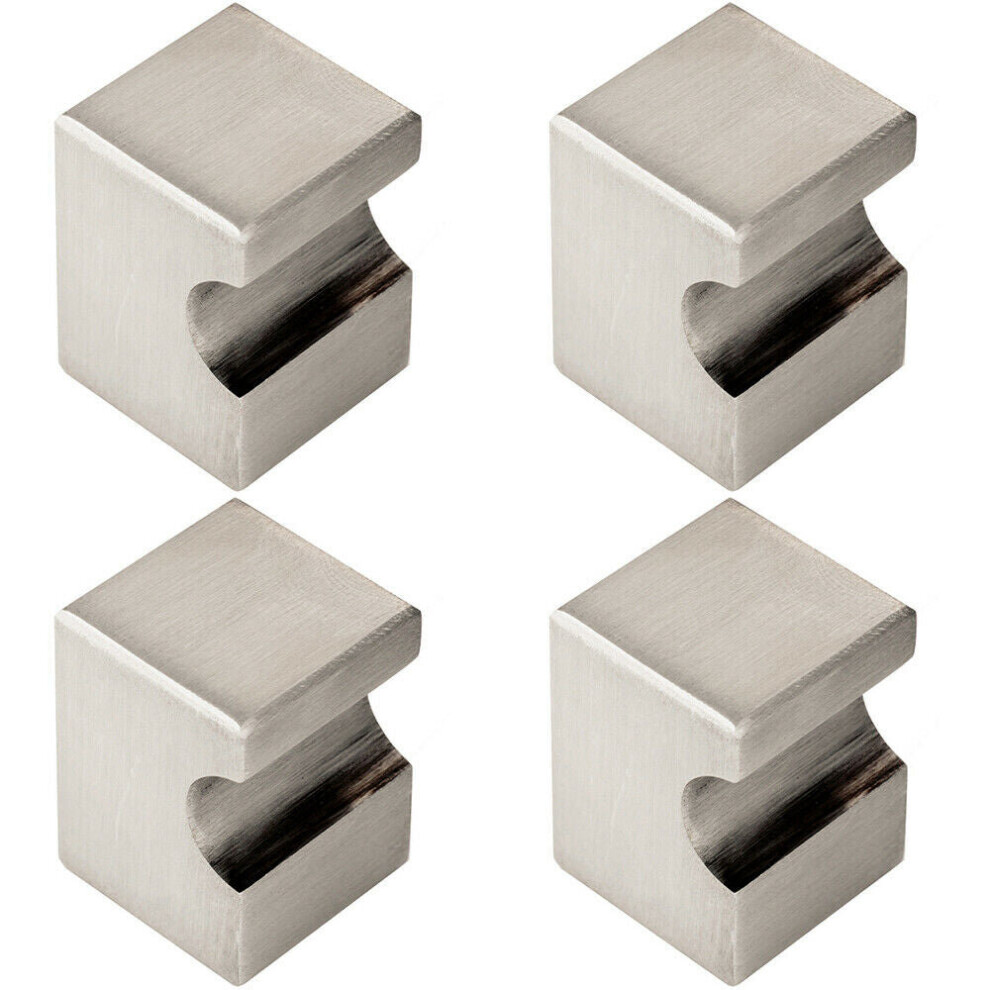 4x Square Cupboard Door Knob 22 x 22mm 30mm Projection Satin Nickel