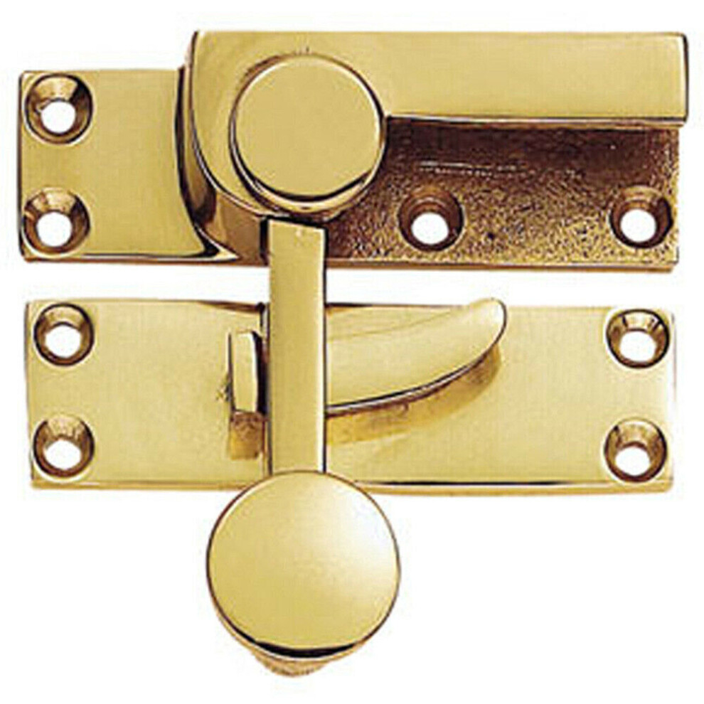 Loops Quadrant Arm Sash Window Fastener 70 X 20Mm 27Mm Proj Polished Brass