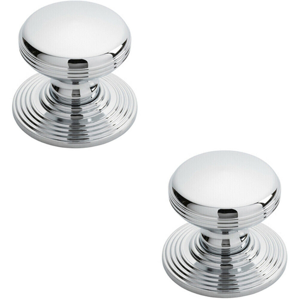 Loops 2X Smooth Ringed Cupboard Door Knob 35Mm Dia Polished Chrome Cabinet Handle