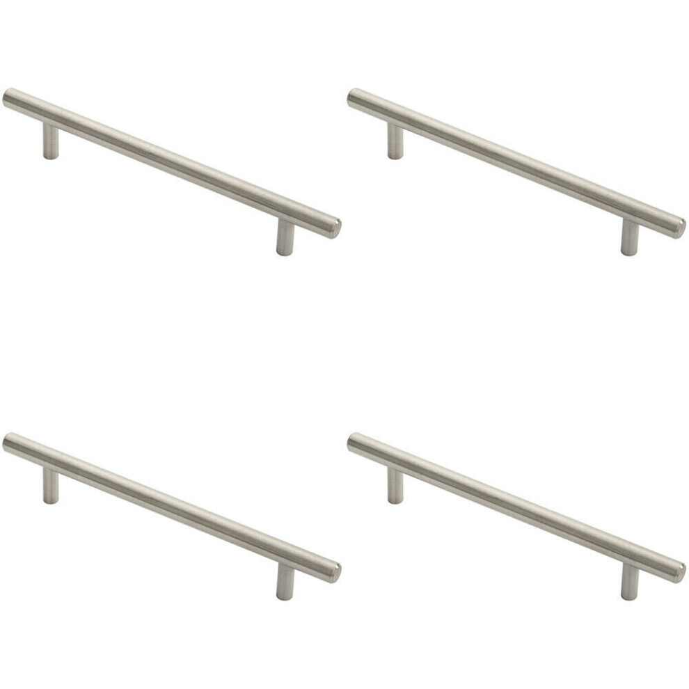 4x Round T Bar Pull Handle 178 x 10mm 128mm Fixing Centres Stainless Steel
