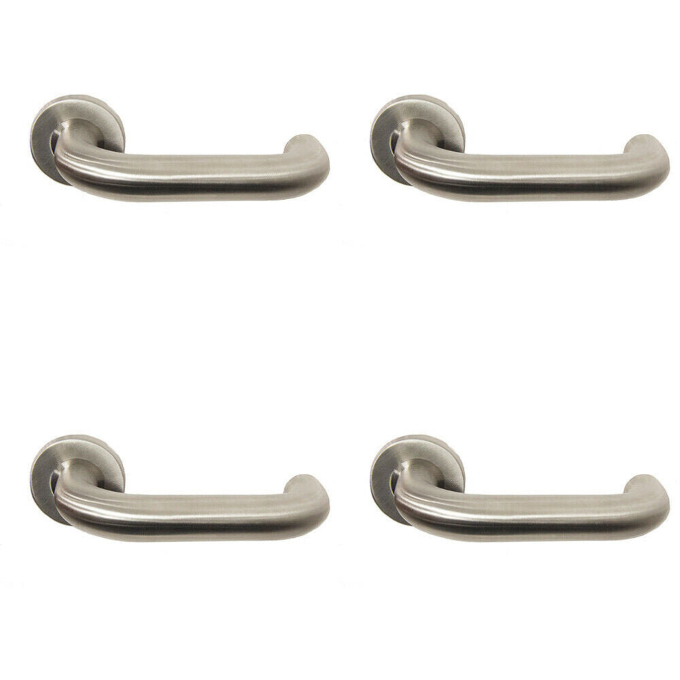 Loops 4X Pair 22Mm Round Bar Safety Handle On Round Rose Concealed Fix Satin Steel