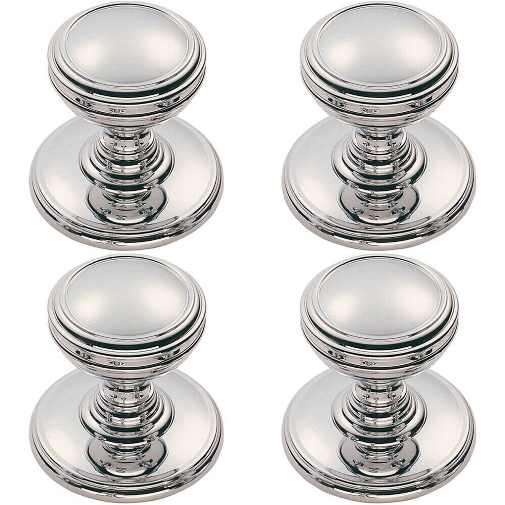4x Ringed Tiered Cupboard Door Knob 38mm Diameter Polished Chrome Cabinet Handle