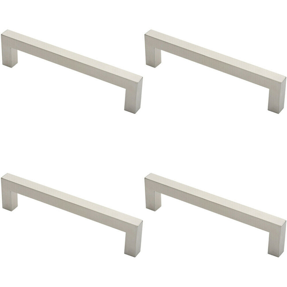 4X Square Mitred Door Pull Handle 244 X 19Mm 225Mm Fixing Centres Satin Steel 5056524206782