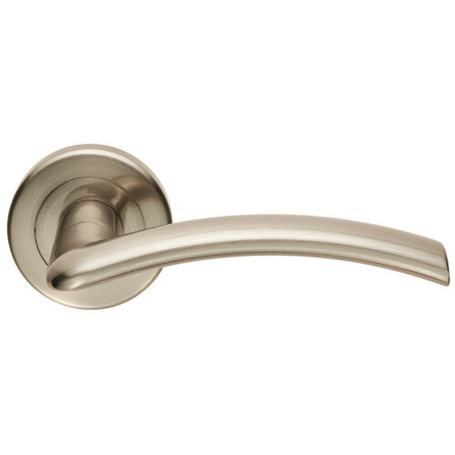 Loops PAIR Flat Arched Style Handle on Round Rose Concealed Fix Satin Nickel