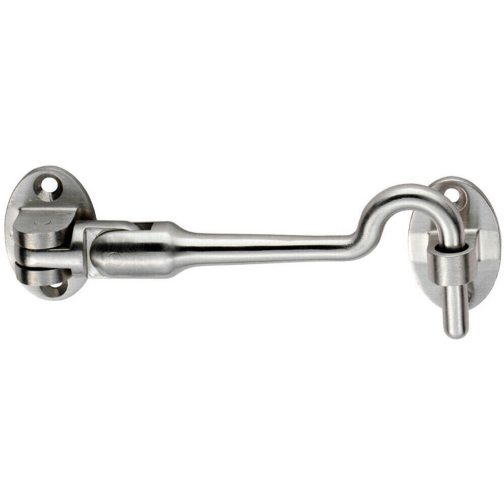 Loops Silent Pattern Cabin Hook & Eye Satin Stainless Steel 100Mm Arm Cabinet Hatch