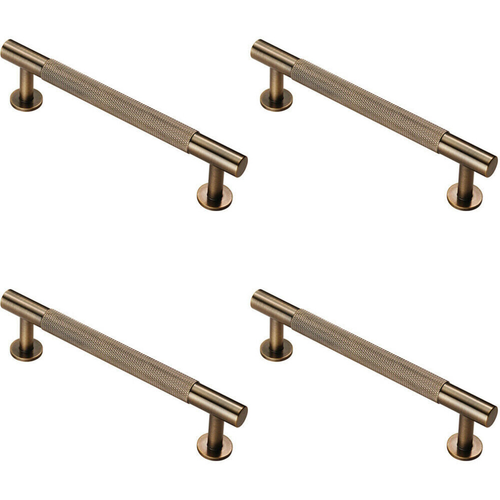 Loops 4X Knurled Bar Door Pull Handle 158 X 13Mm 128Mm Fixing Centres Antique Brass