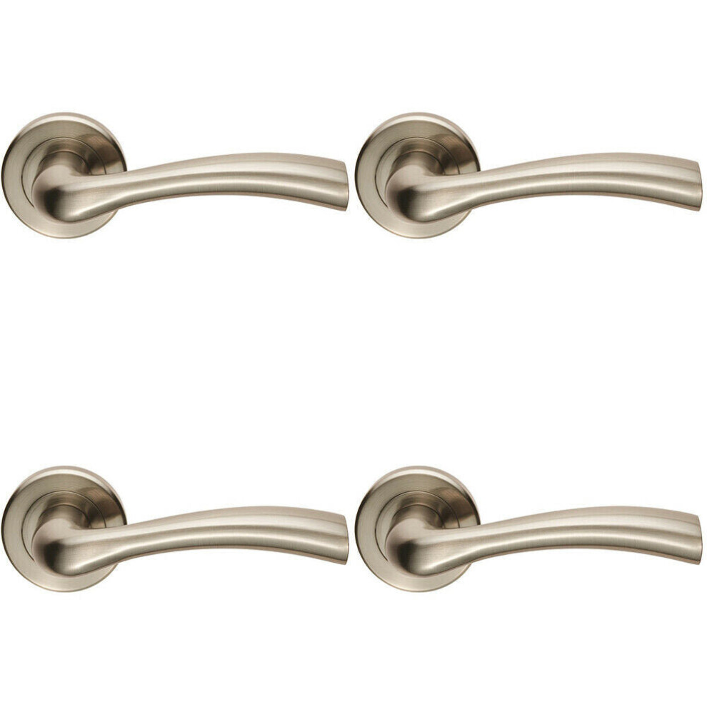 Loops 4X Pair Curved Flowing Flared Handle Concealed Fix Round Rose Satin Nickel