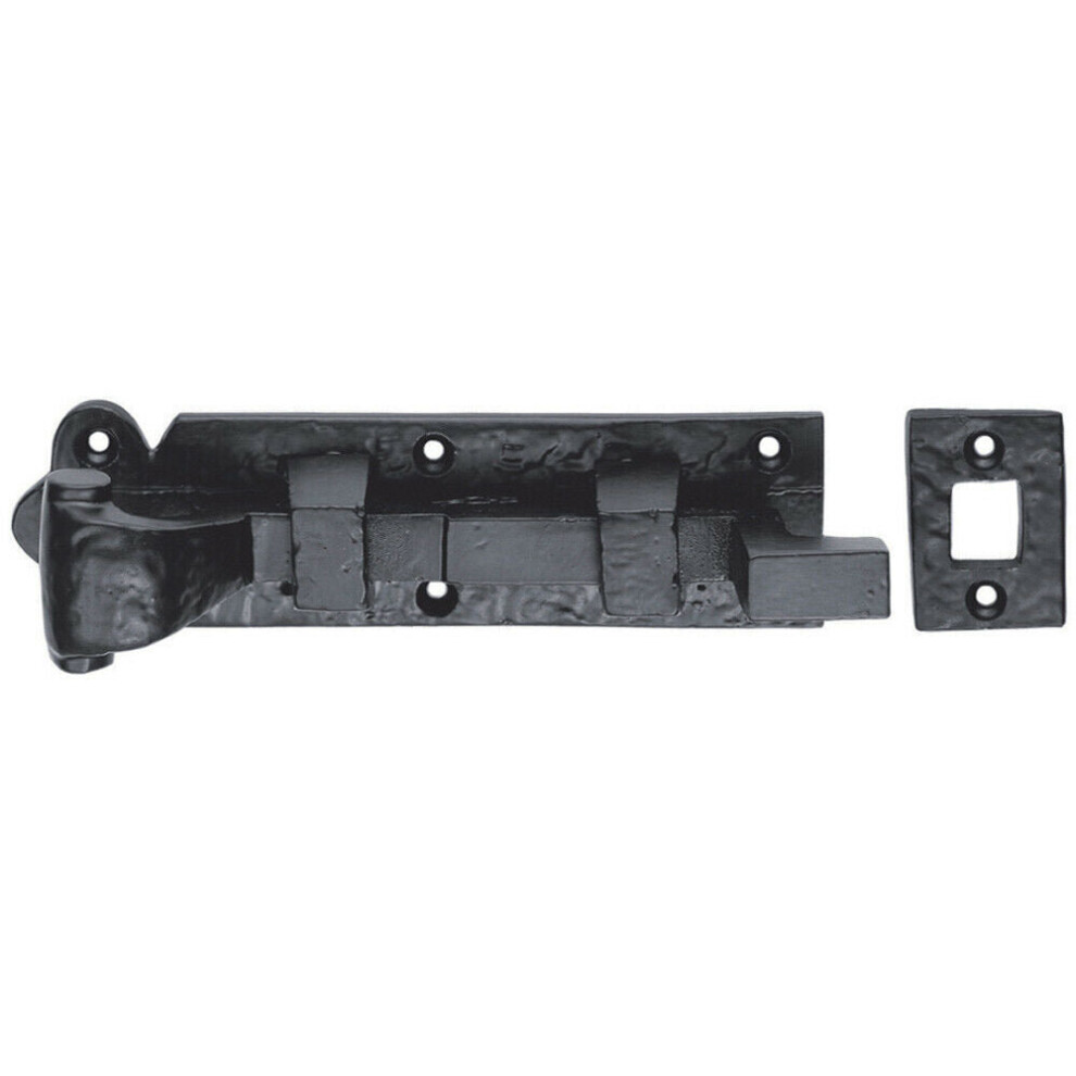 Cranked Barerel Surface Mounted Door Bolt Lock 157 x 45mm Black Antique