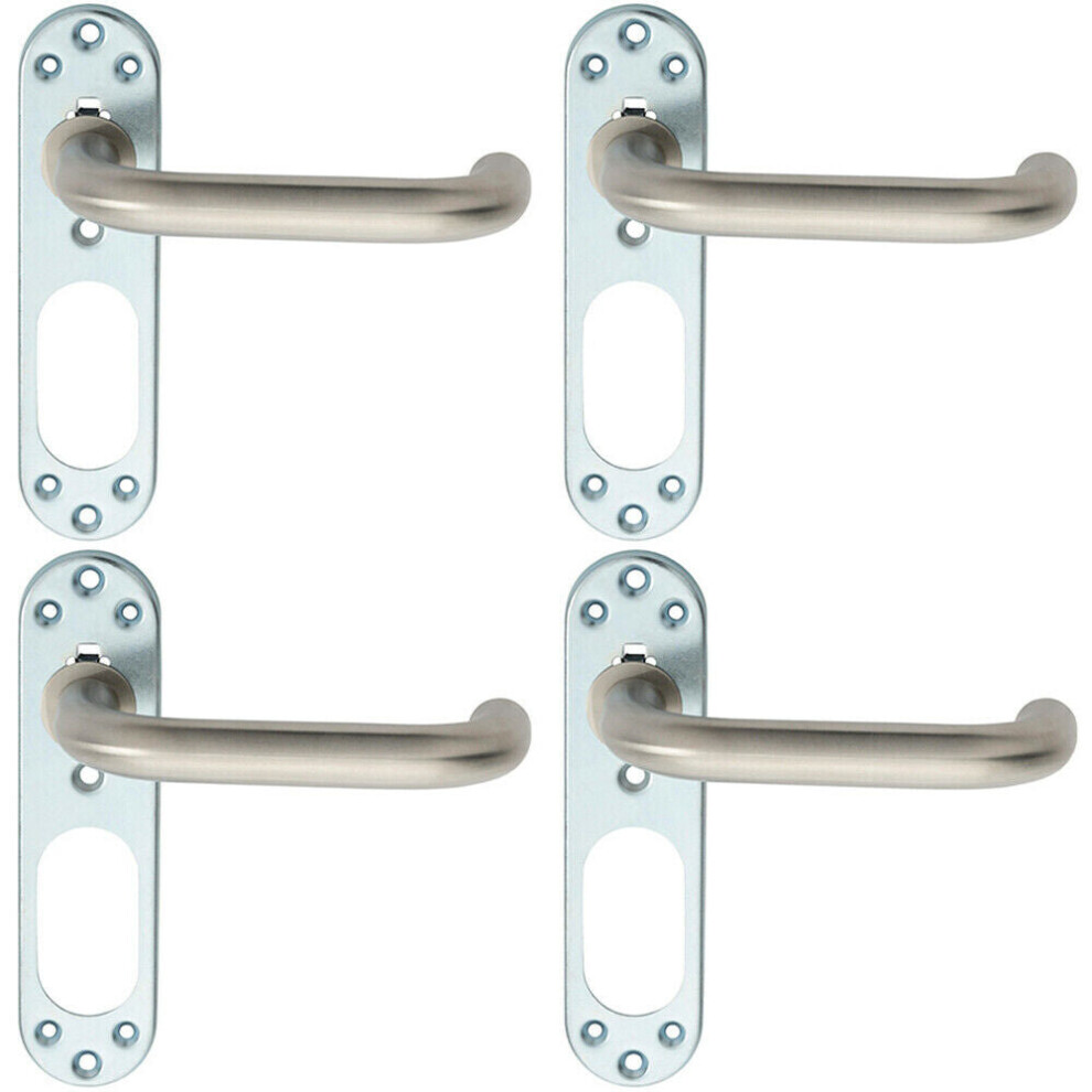 Loops 4X Pair Safety Lever On Steel Inner Backplate 168Mm Door Handle Satin Steel