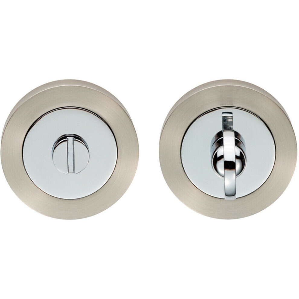 Thumbturn Lock and Release Handle 50mm Diameter Round Rose Nickel & Chrome