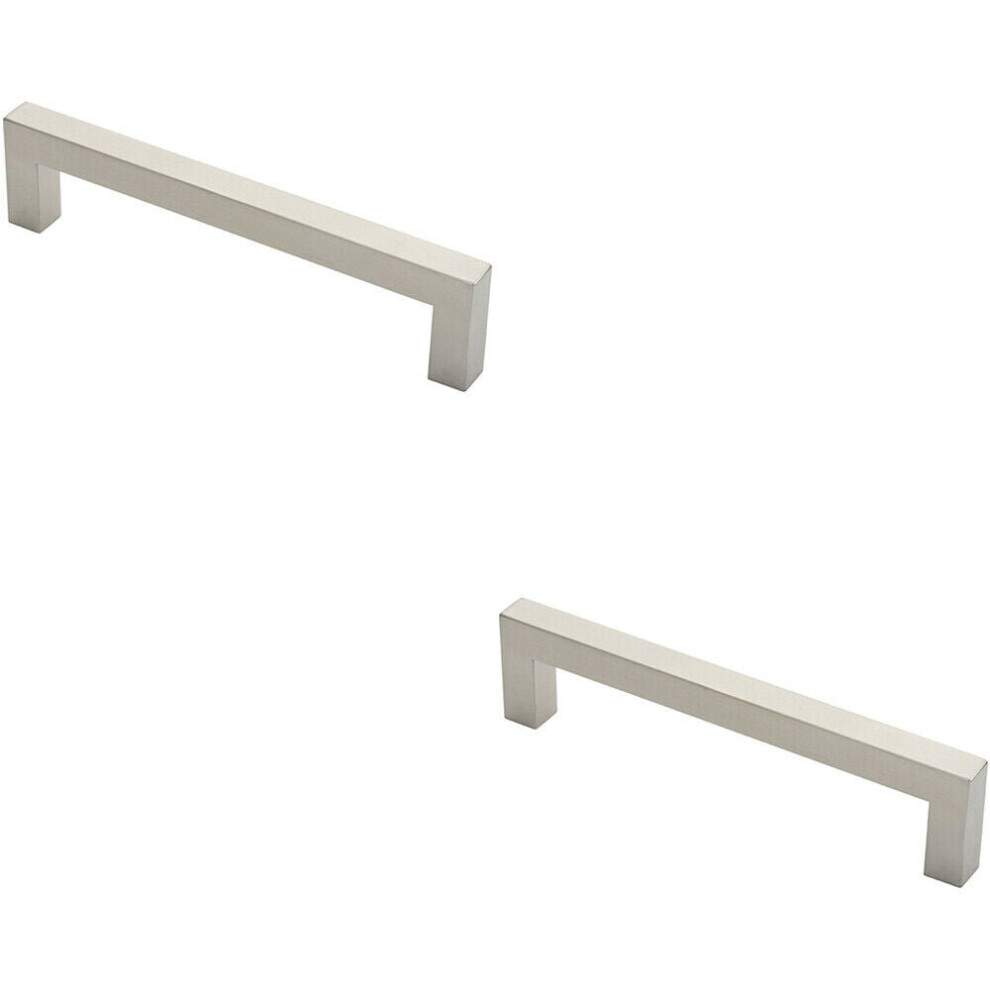 Loops 2X Square Mitred Door Pull Handle 244 X 19Mm 225Mm Fixing Centres Satin Steel