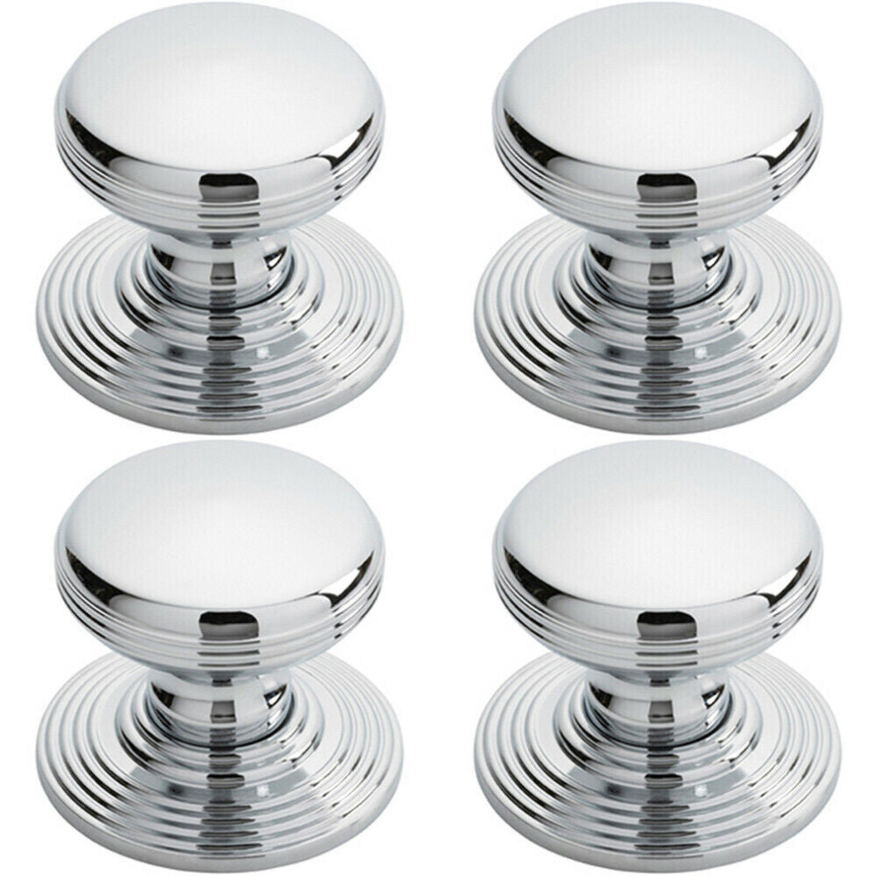 Loops 4X Smooth Ringed Cupboard Door Knob 35Mm Dia Polished Chrome Cabinet Handle