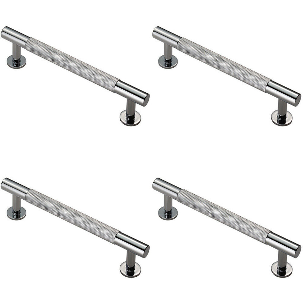 4X Knurled Bar Door Pull Handle 158 X 13Mm 128Mm Fixing Centres Chrome 5056524205907