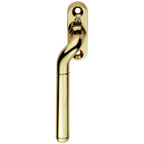 Loops Cranked Locking Window Espagnolette Handle Left Handed 110mm Polished Brass