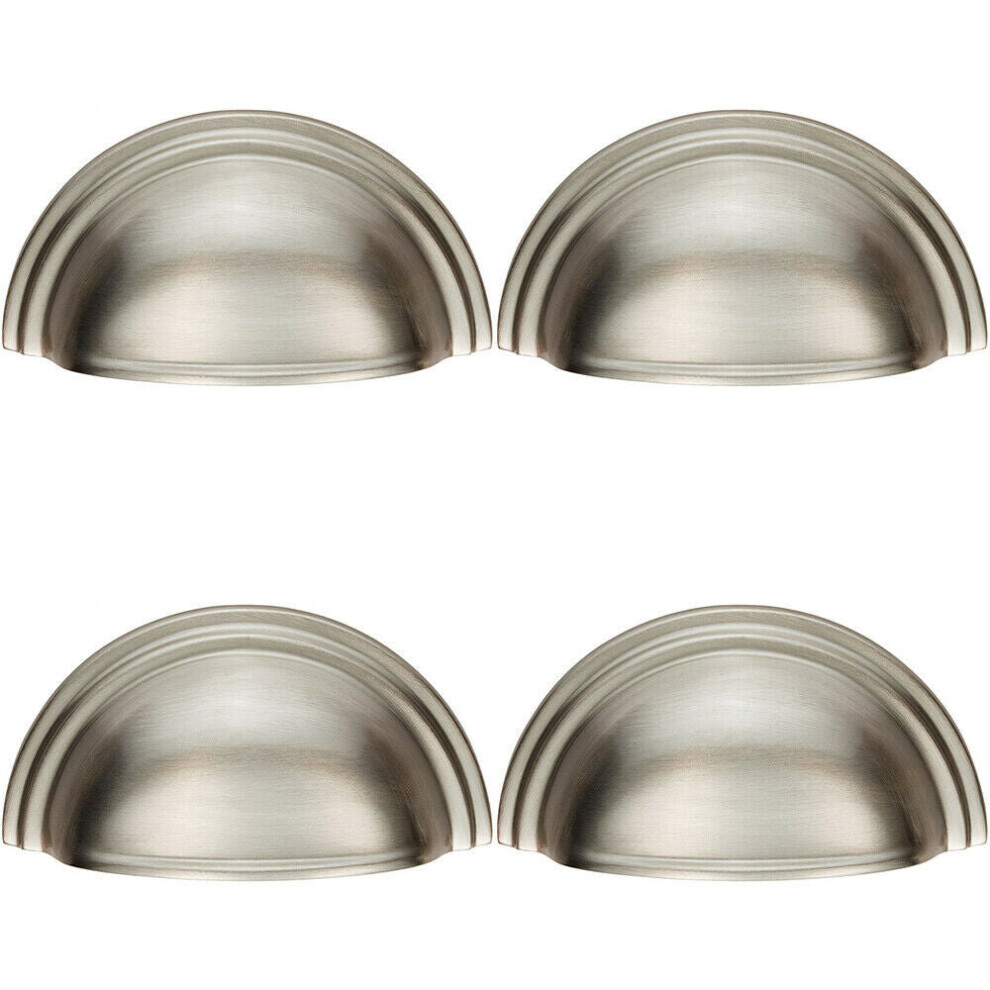 4X Victorian Cup Pull Handle Polished Nickel 92 X 46Mm 76Mm Fixing Centres