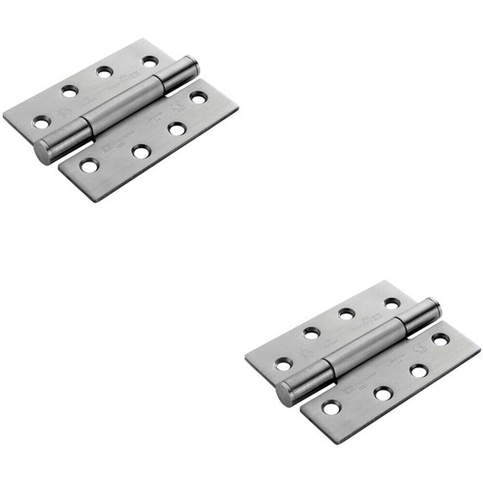 2X Pair 100 X 75 X 3Mm Concealed 14 Bearing Hinge Satin Steel Internal Door 5056492593389