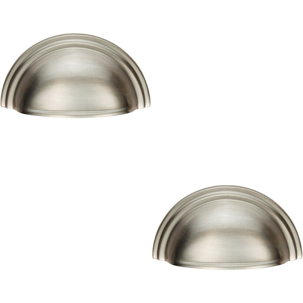 2X Victorian Cup Pull Handle Satin Nickel 92 X 46Mm 76Mm Fixing Centres 5056492591897