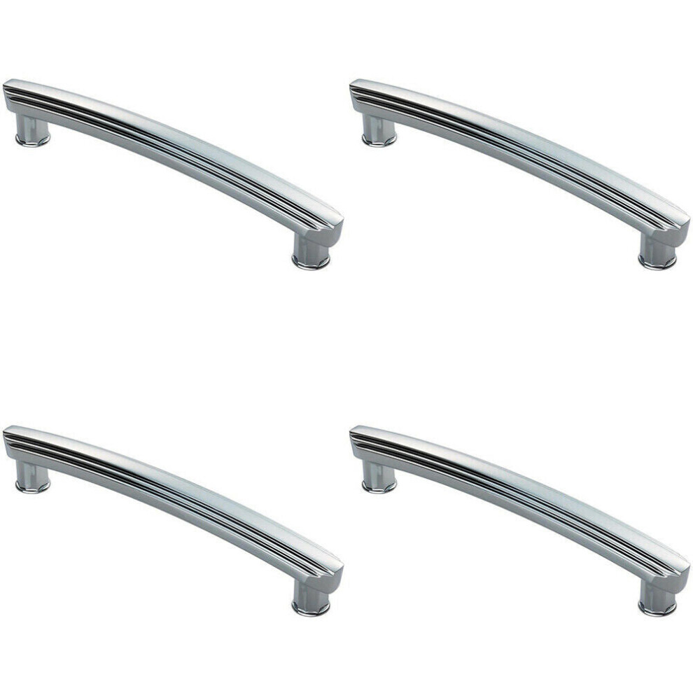 4x Ridge Deisgn Curved Cabinet Pull Handle 160mm Fixing Centres Polished Chrome