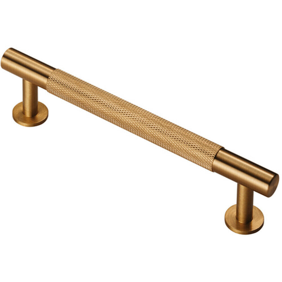 Loops Knurled Bar Door Pull Handle 158 X 13Mm 128Mm Fixing Centres Satin Brass