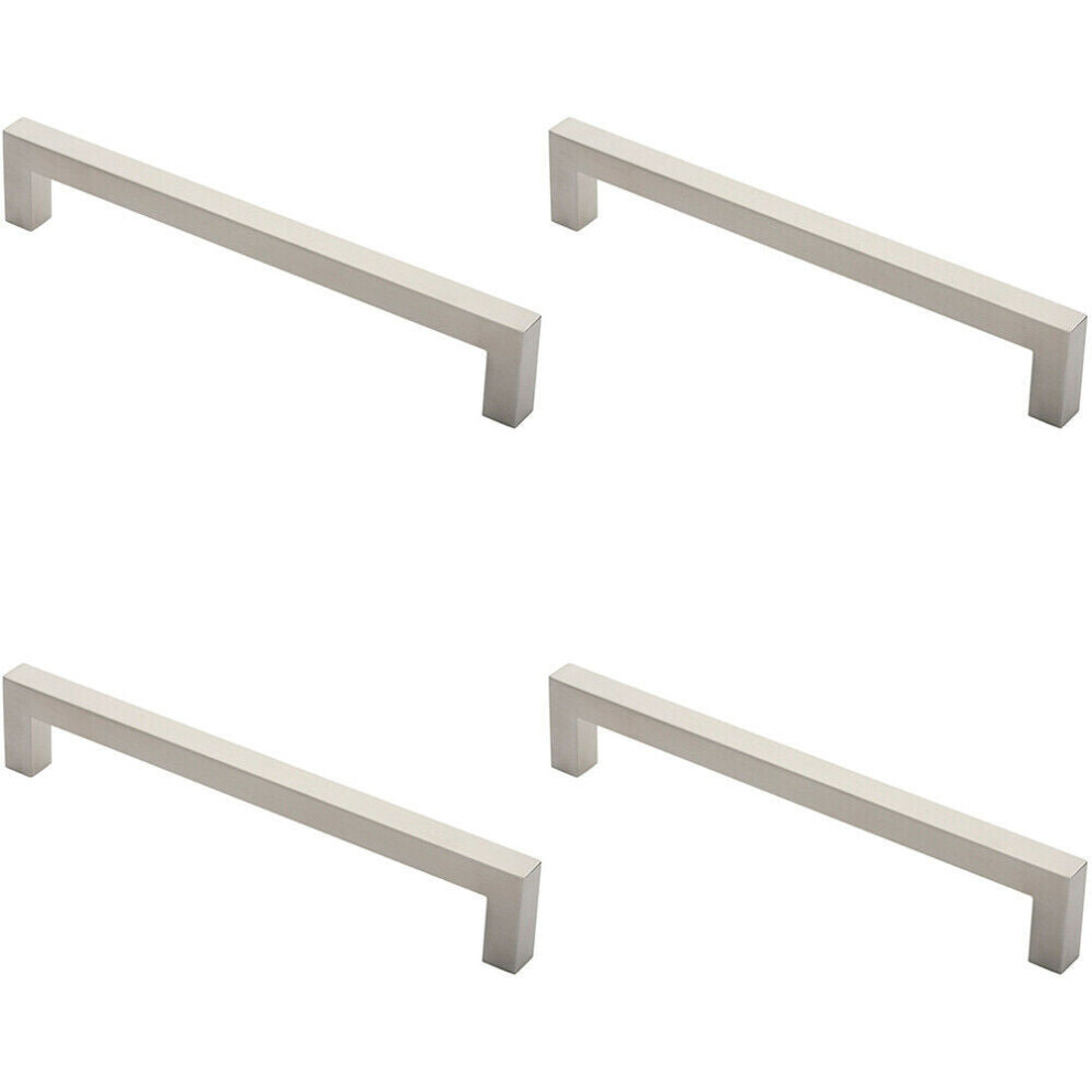 4X Square Mitred Door Pull Handle 319 X 19Mm 300Mm Fixing Centres Satin Steel 5056524206799