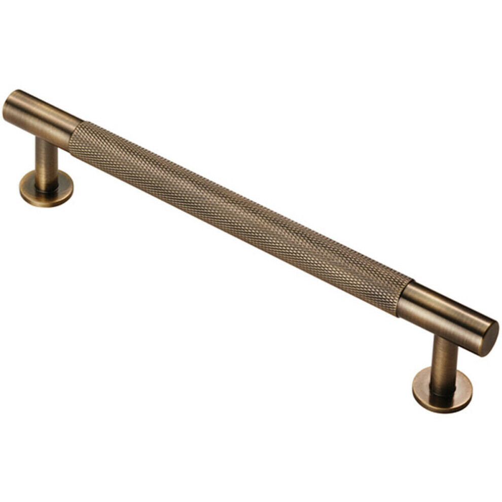 Knurled Bar Door Pull Handle 190 X 13Mm 160Mm Fixing Centres Antique Brass 5056492575668