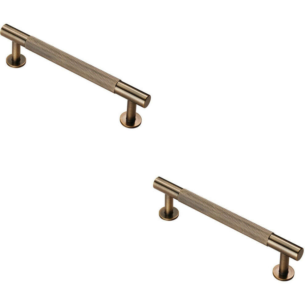 Loops 2X Knurled Bar Door Pull Handle 158 X 13Mm 128Mm Fixing Centres Antique Brass