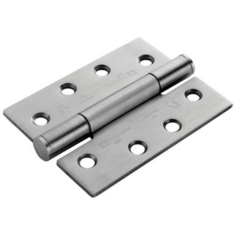 PAIR 100 x 75 x 3mm Concealed 14 Bearing Hinge Satin Steel Internal Door