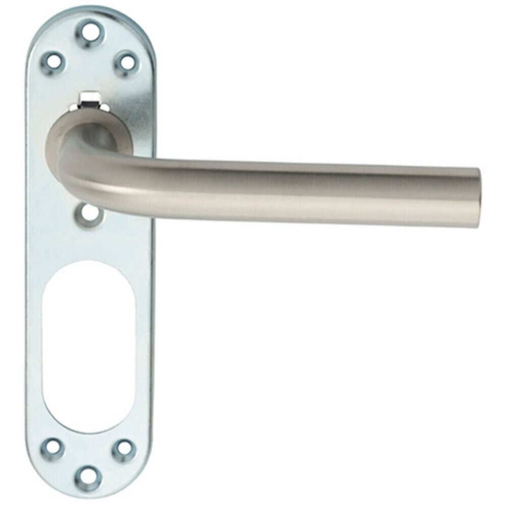 Loops Pair Straight Lever On Steel Inner Backplate 168Mm Door Handle Satin Steel