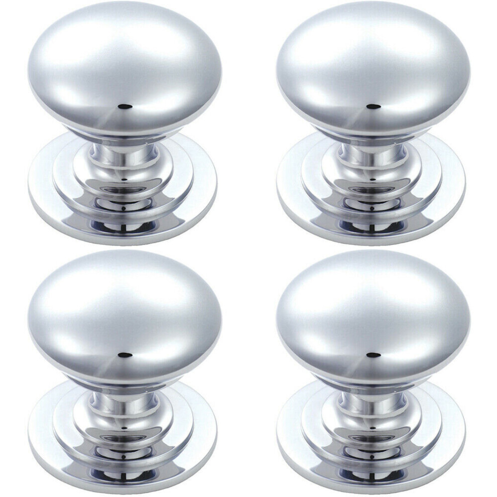 4x Victorian Round Cupboard Door Knob 50mm Dia Polished Chrome Cabinet Handle