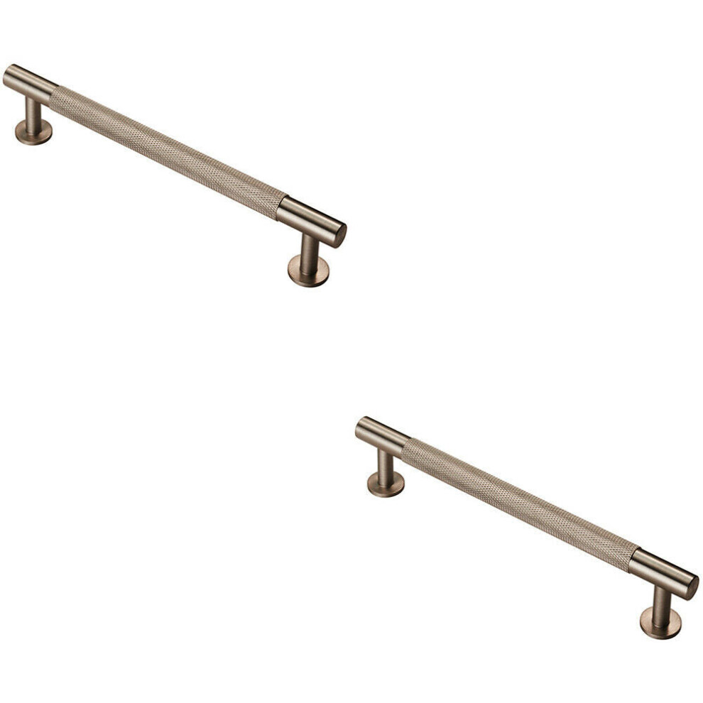 2X Knurled Bar Door Pull Handle 190 X 13Mm 160Mm Fixing Centres Satin Nickel 5056492593648