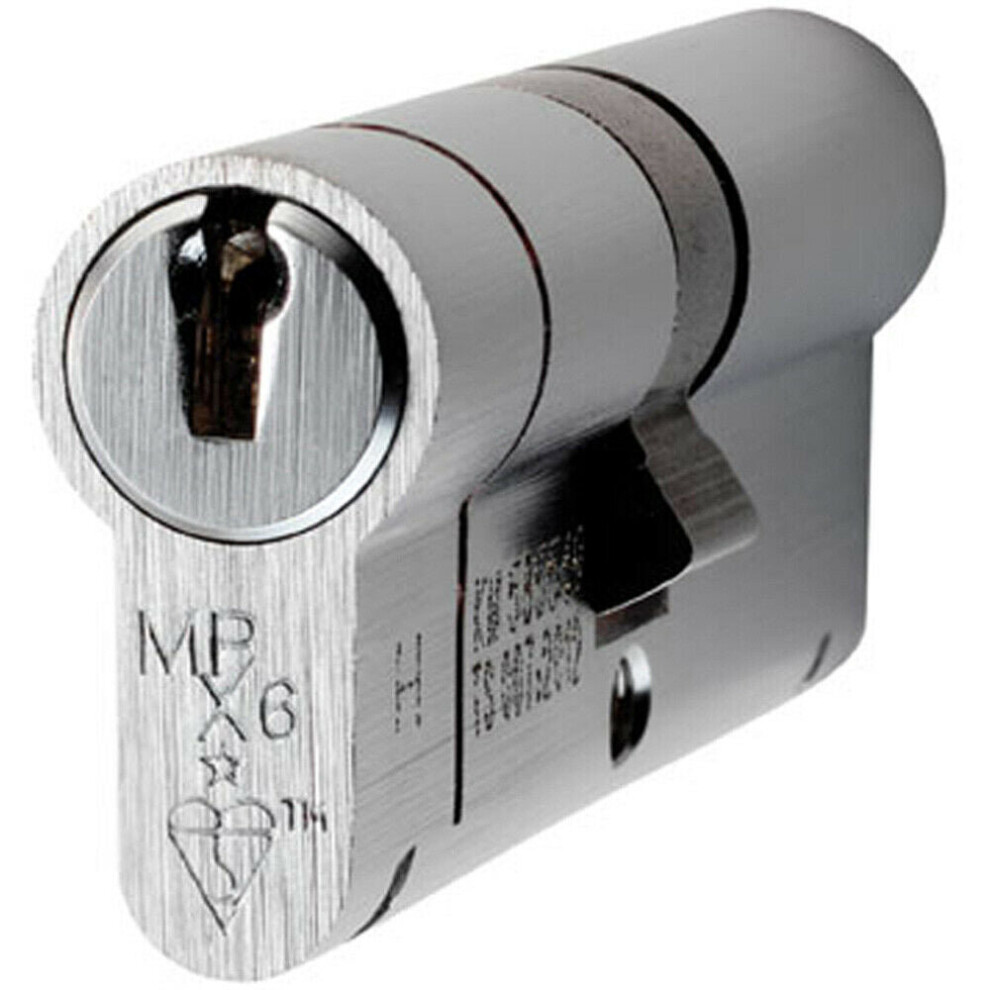 70mm EURO Double Cylinder Lock Keyed to Differ 6 Pin Satin Chrome Door