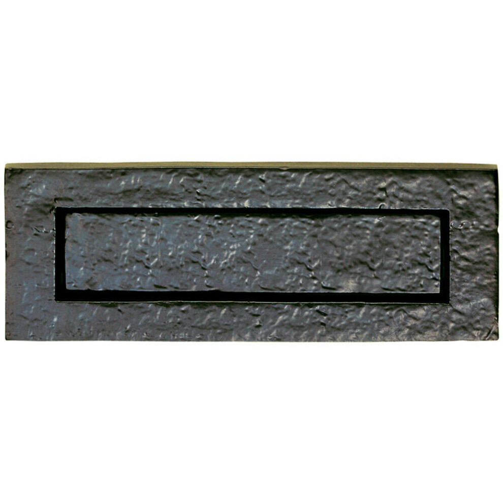 Traditional Sprung Letterbox Plate 233Mm Fixing Centres Black Antique Finish 5056492575484