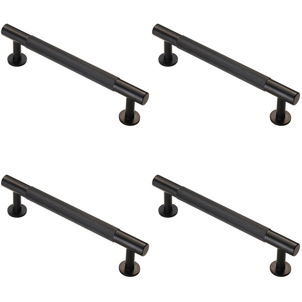4X Knurled Bar Door Pull Handle 158 X 13Mm 128Mm Fixing Centres Matt Black