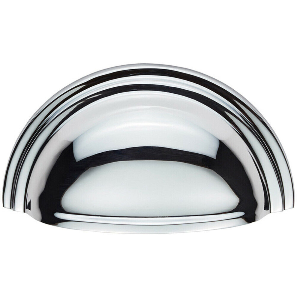 Loops Victorian Cup Pull Handle Polished Chrome 92 X 46Mm 76Mm Fixing Centres