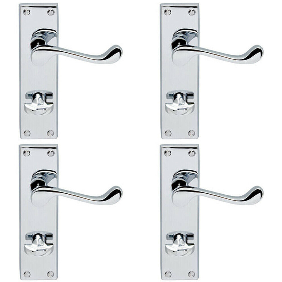 4X Pair Victorian Scroll Lever On Bathroom Backplate 155 X 41Mm Polished Chrome 5056524206041