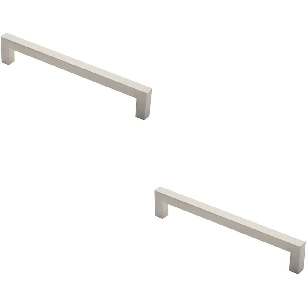 Loops 2X Square Mitred Door Pull Handle 319 X 19Mm 300Mm Fixing Centres Satin Steel