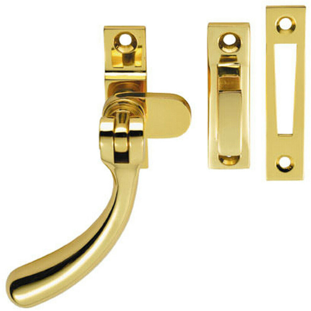 Loops Bulb Ended Casement Window Fastener 98Mm Handle 45Mm Centres Polished Brass