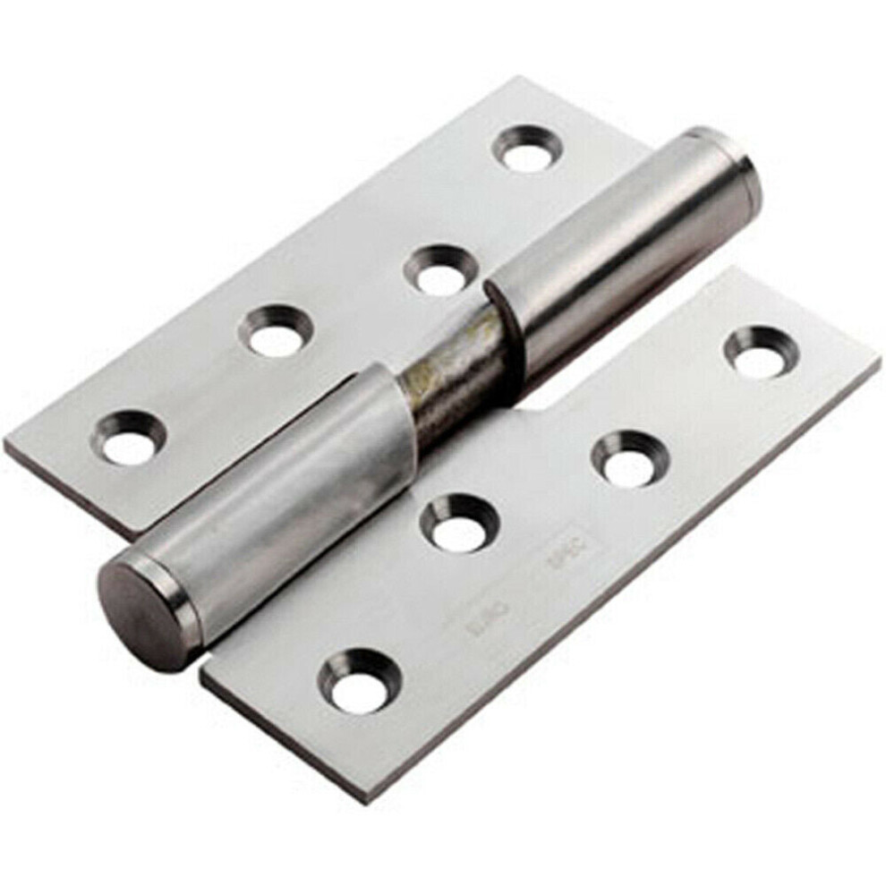 Pair 102 X 76 X 3Mm Right Handed Rising Butt Hinge Satin Stainless Steel 5056492572537