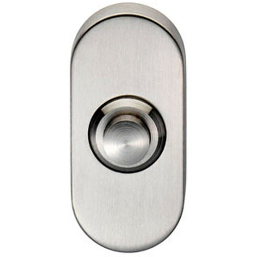 Decorative Door Bell Cover Satin Stainless Steel 64 x 30mm Oval Push Button