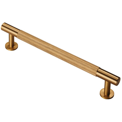Loops Knurled Bar Door Pull Handle 190 x 13mm 160mm Fixing Centres Satin Brass