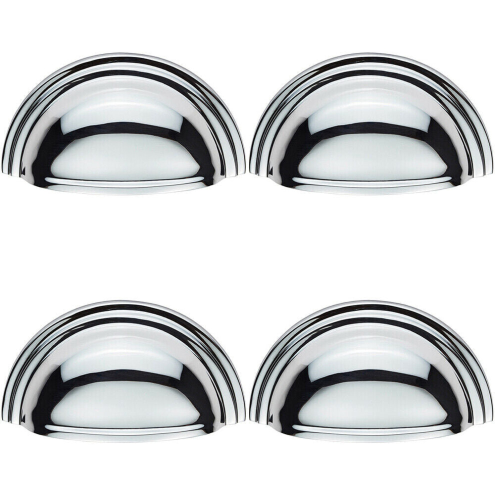 4X Victorian Cup Pull Handle Polished Chrome 92 X 46Mm 76Mm Fixing Centres 5056524205556