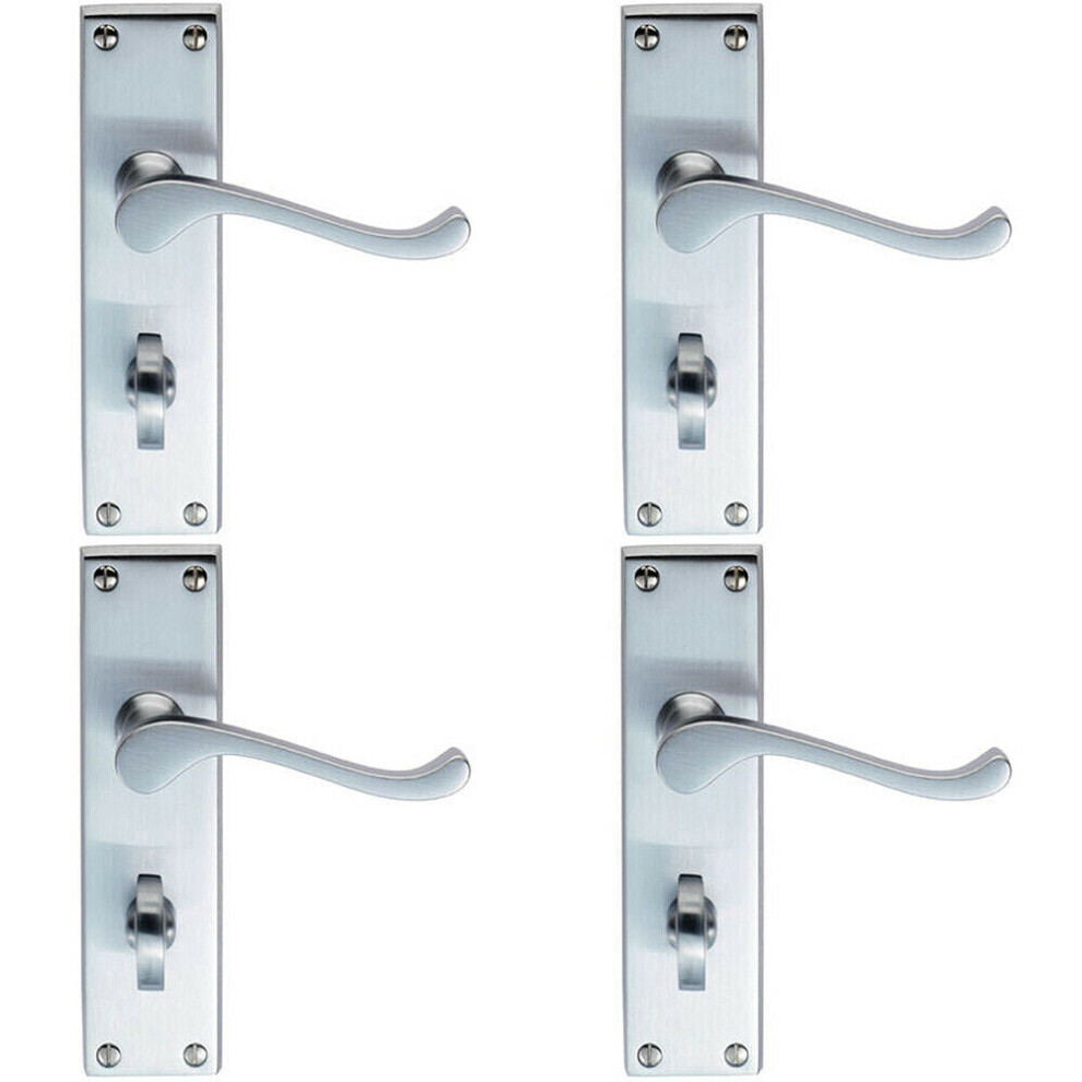 Loops 4X Pair Victorian Scroll Handle On Bathroom Backplate 155 X 41Mm Satin Chrome
