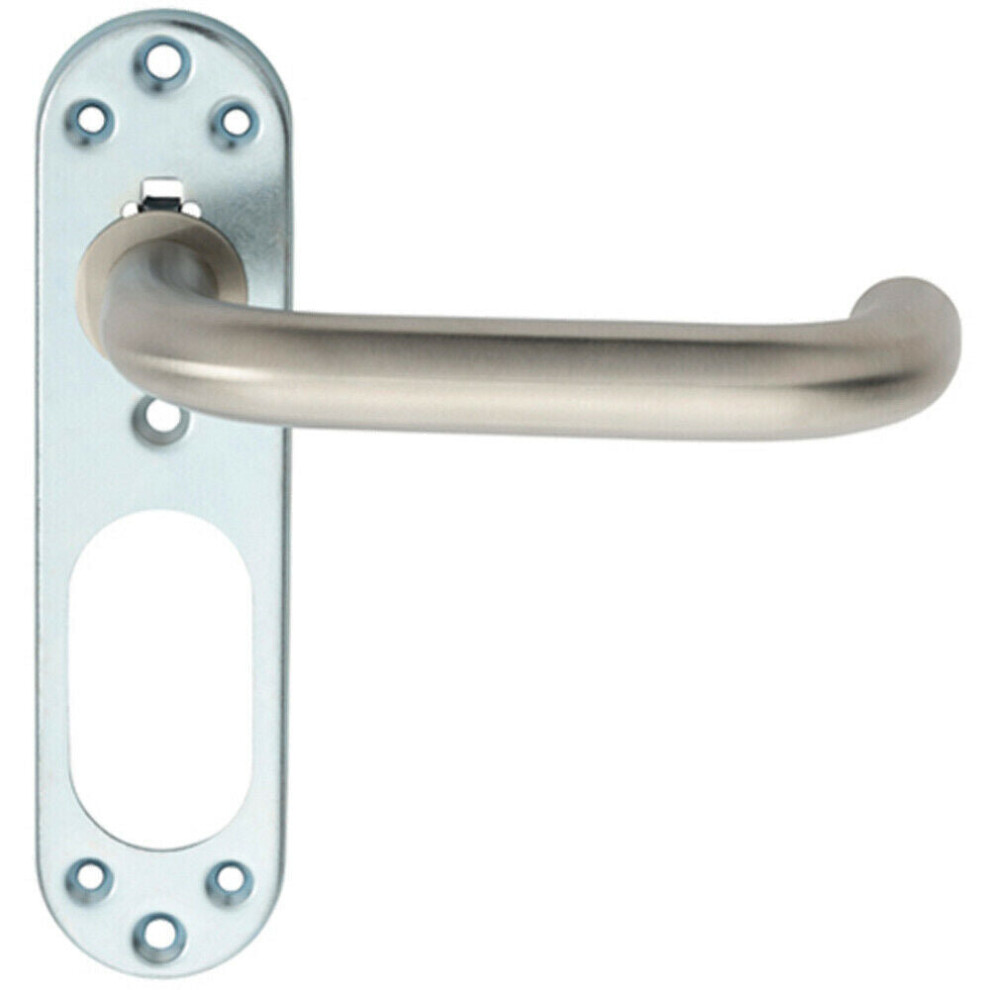 Loops Pair Safety Lever On Steel Inner Backplate 168Mm Door Handle Satin Steel