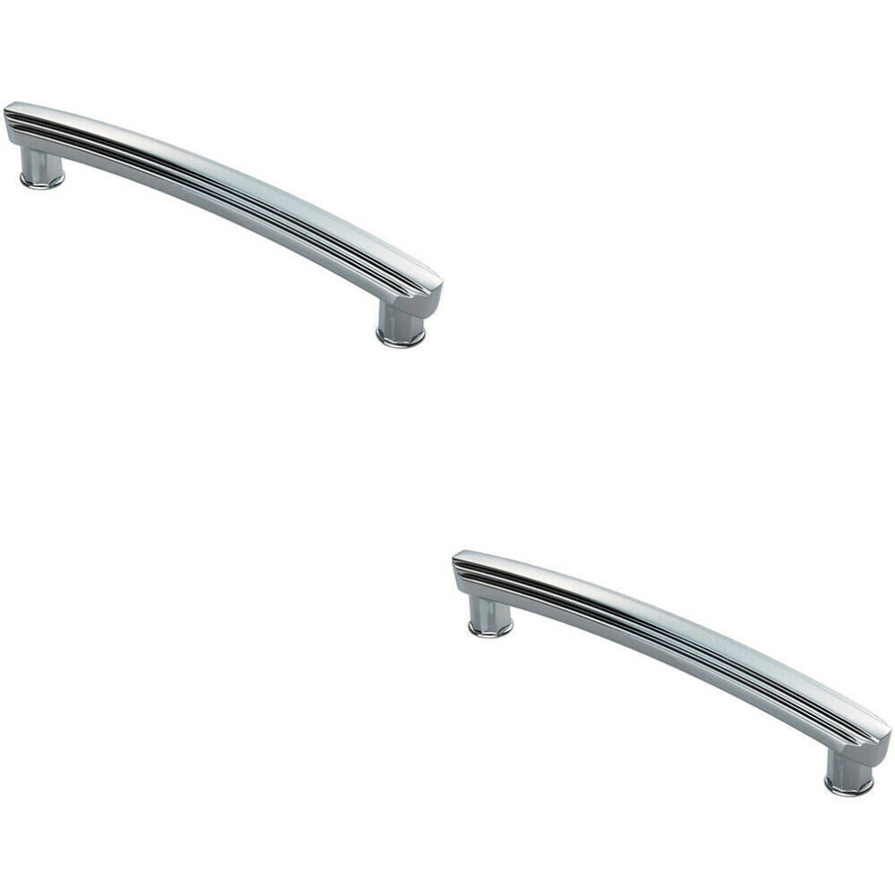 New Loops 2X Ridge Deisgn Curved Cabinet Pull Handle 160Mm Fixing Centres Polished Chrome Cabinet-Cupboard-Drawer-Cup-Pull-Handle-Wardrobe