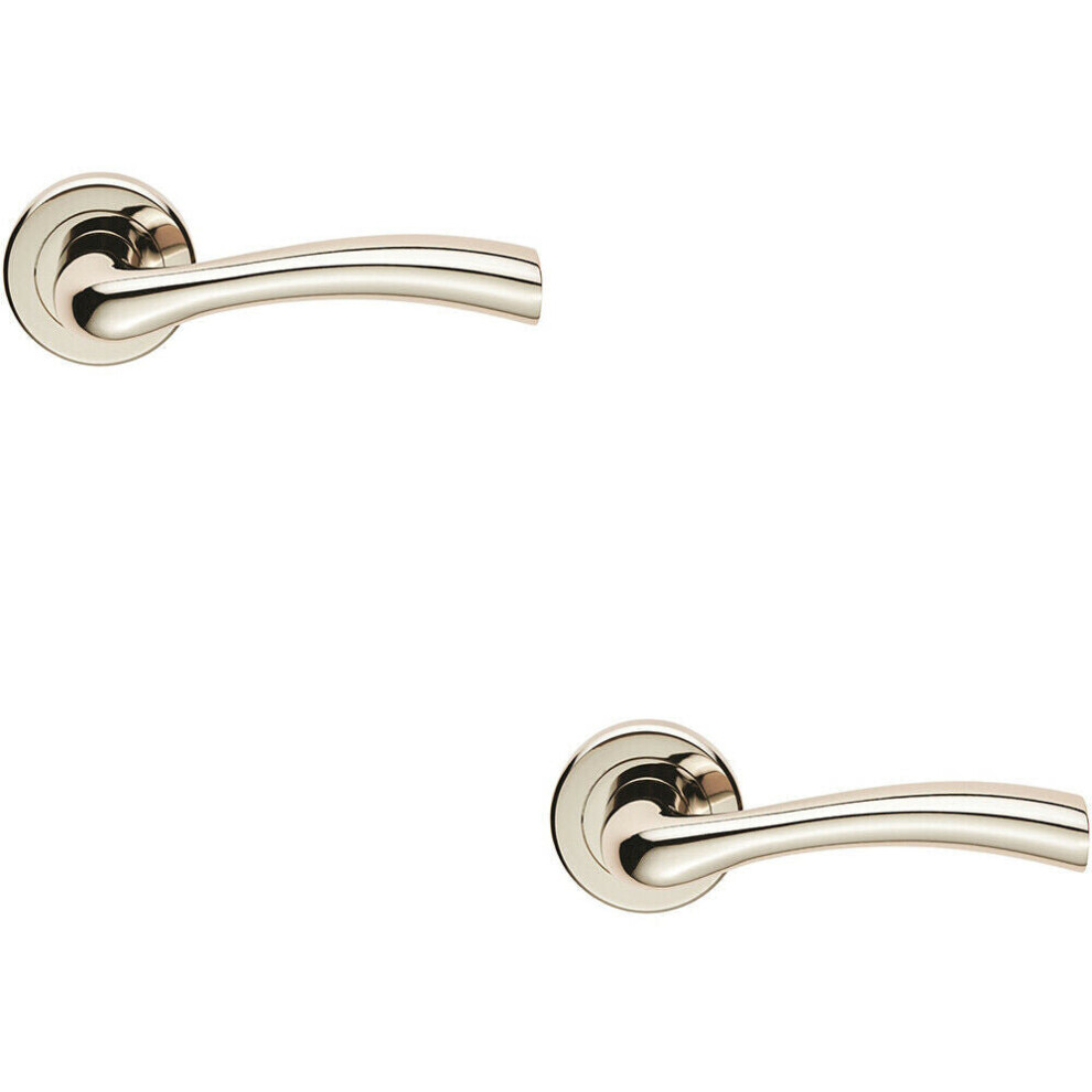 Loops 2X Pair Curved Flowing Flared Handle Concealed Fix Round Rose Polished Nickel