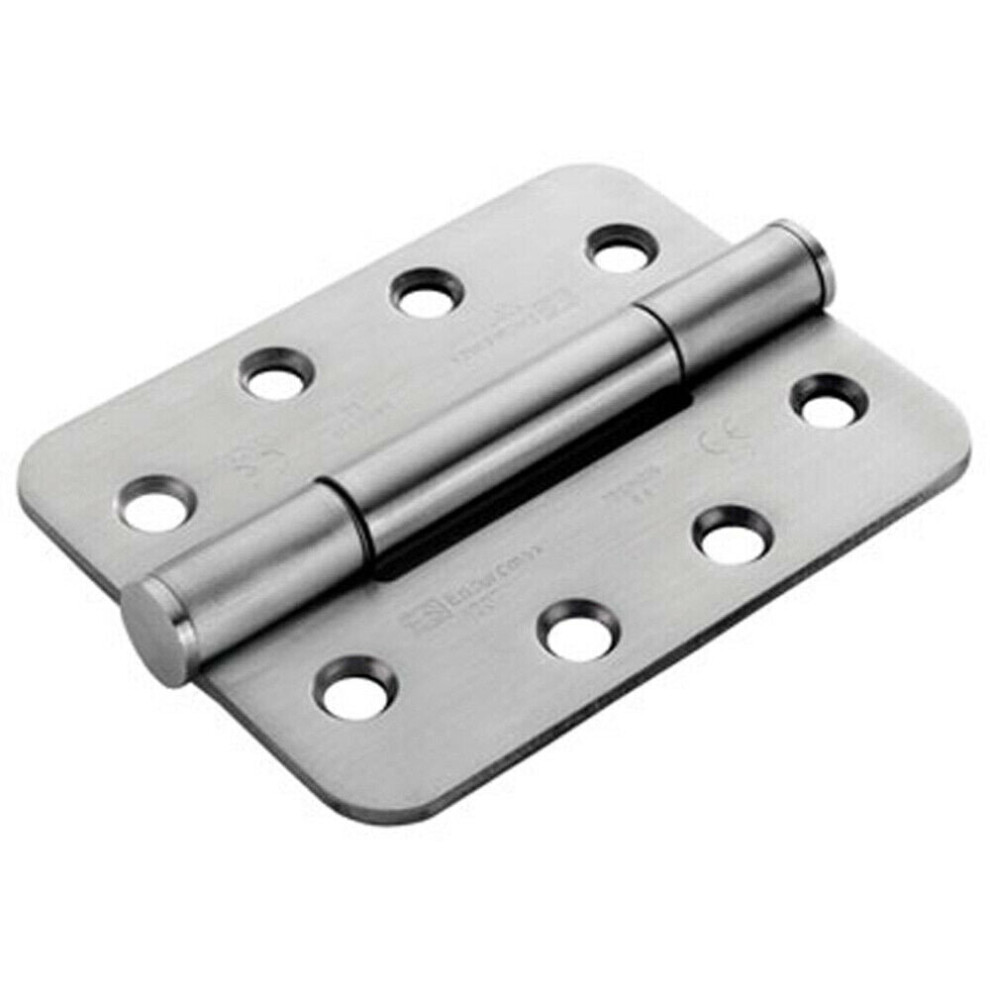 Loops Pair 100 X 75 X 3Mm Concealed 14 Bearing Hinge Satin Steel Rounded Edge