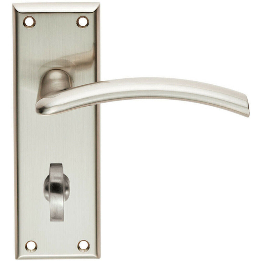Pair Arched Lever On Bathroom Backplate Door Handle 150 X 50Mm Satin Nickel 5056492575415