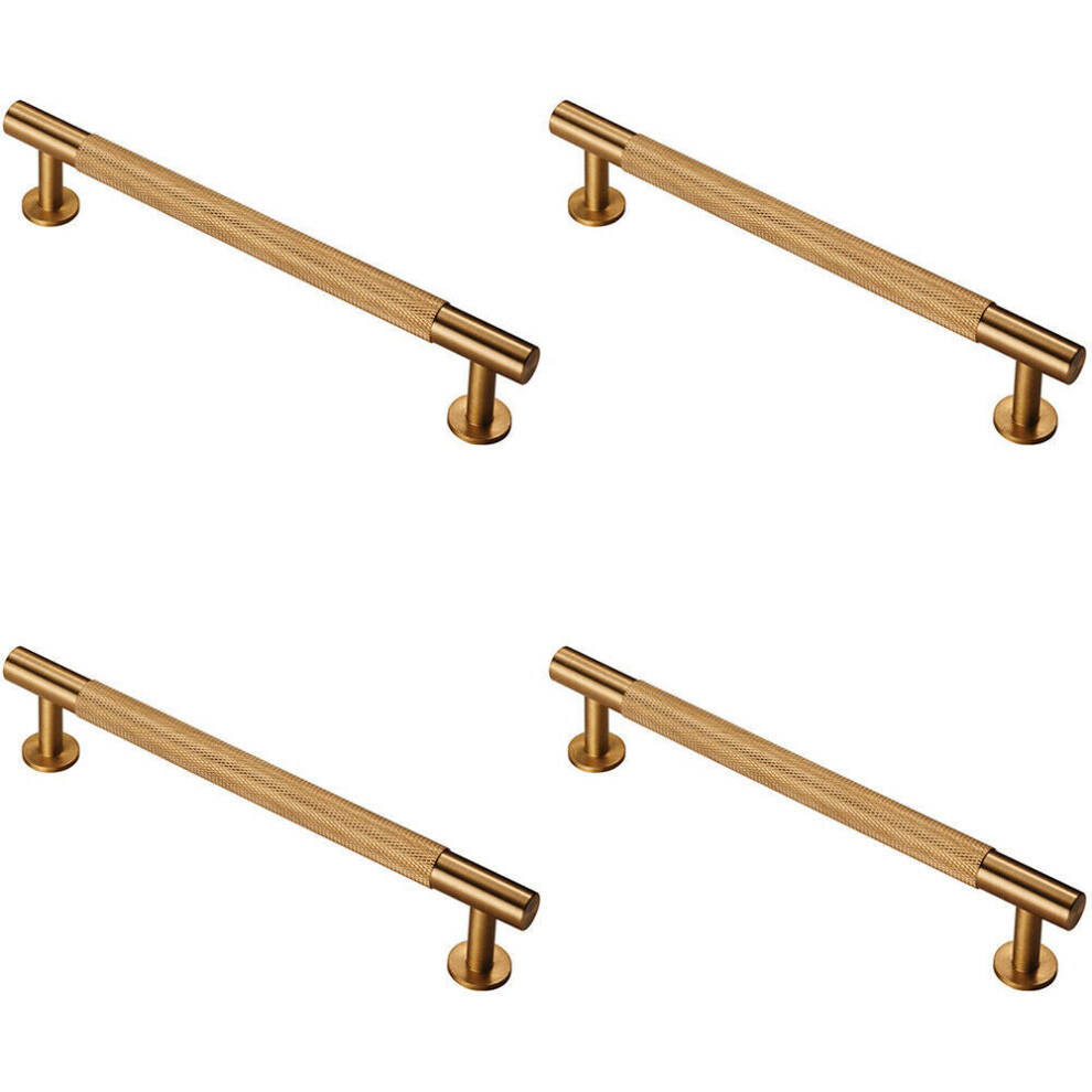 4X Knurled Bar Door Pull Handle 190 X 13Mm 160Mm Fixing Centres Satin Brass