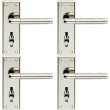 4x PAIR Round Bar Lever on Bathroom Backplate 150 x 50mm Polished & Satin Nickel
