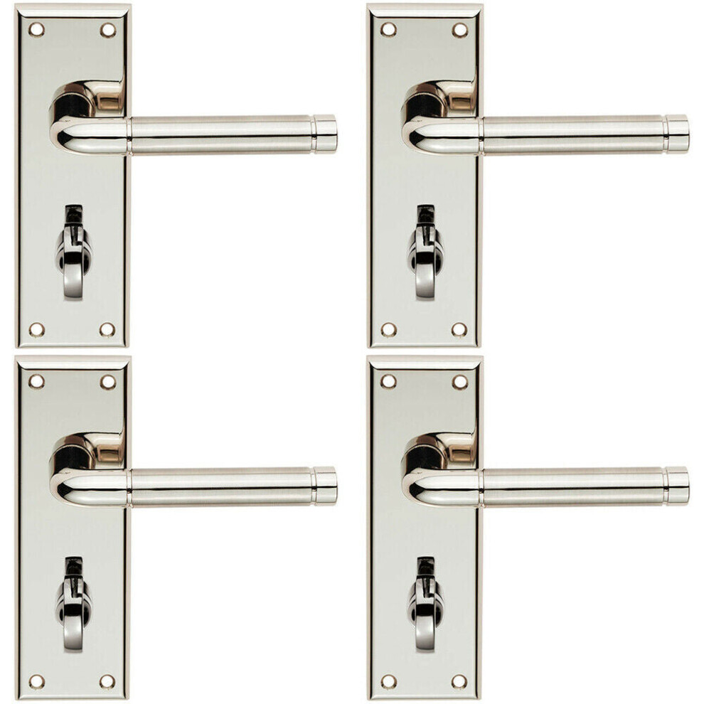 Loops 4X Pair Round Bar Lever On Bathroom Backplate 150 X 50Mm Polished & Satin Nickel
